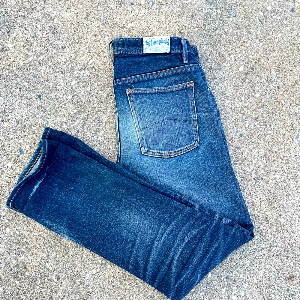 The Stronghold five pockets selvedge faded distressed denim jeans EUC